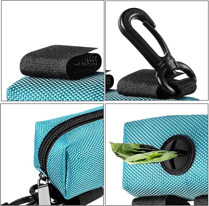 Dog Waste Bag Dispenser Pet Poop Bags Holder for Doggie Waste Bags Dispensers Soft Fabric Zipper Small Doggy Puppy Pouch for Leash Accessory Attachment with Carrier,Green-PurrikoPets
