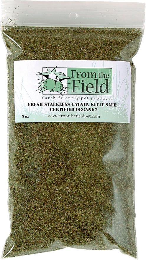 from The Field | Fine Ground Stalkless Catnip | Premium USA-Grown Catnip for Toys & Playtime | Fresh, Potent, Non-Toxic, Eco-Friendly | Safe for Kittens & Cats | Resealable 3 Oz Bag-PurrikoPets