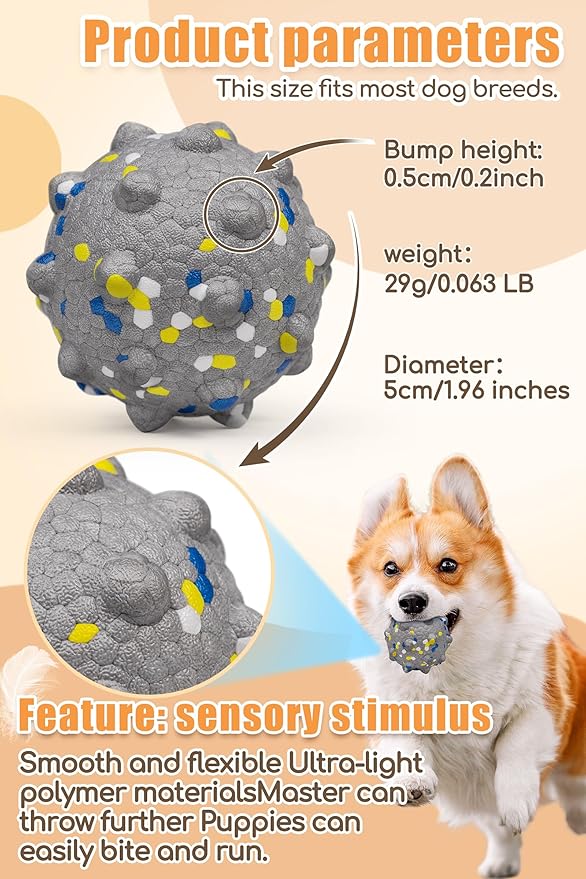 1.96'' Dog Balls for Dogs Aggressive Chewers Indestructible Tennis Durable Bouncy Interactive Dog Toy Balls for Fetch Game Floating Training(Grey Small)-PurrikoPets