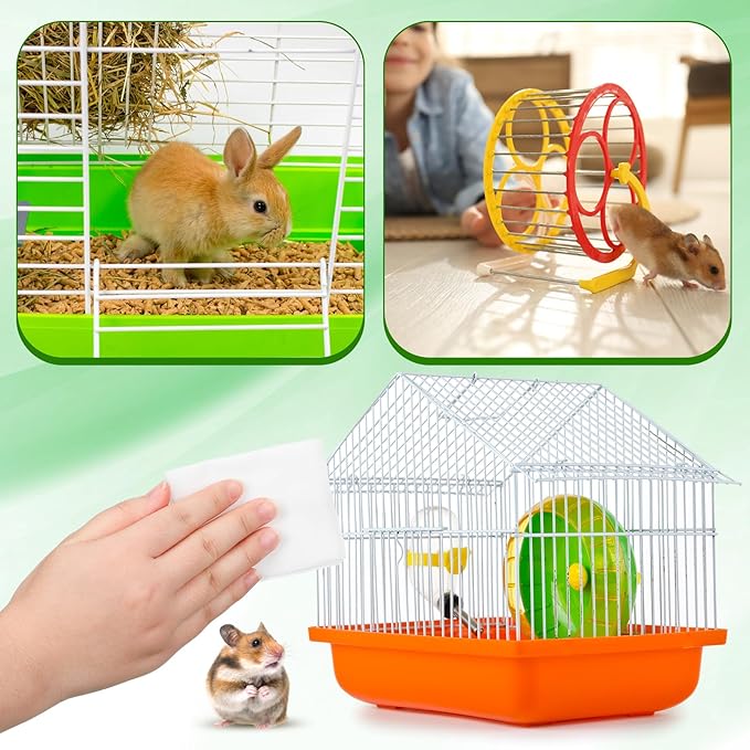 2 Pack Small Animal Cage Wipes 120 Count Small Animal Cage Clean up Wipes Removes Stubborn Caked-on Hamster Cage Cleaner for Pet Bunny Supplies Cleaning Deodorizing-PurrikoPets