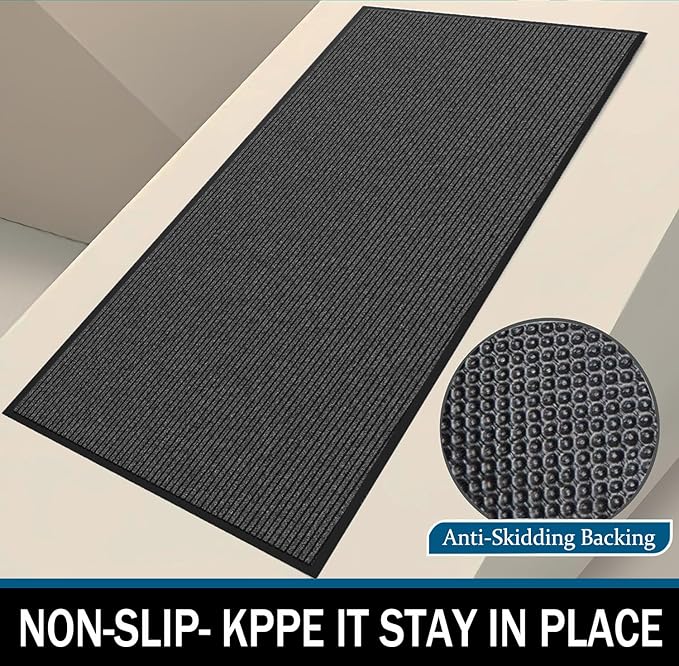 Door Floor Mat Commercial Grade Large Size 3' x 10'Heavy Duty Tough Entry Collection Slip Skid Entrance Mat with Rubber Backing Low Profile and Easy to Clean Indoor Outdoor Rug-PurrikoPets