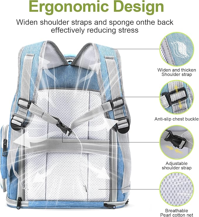 Expandable Cat Backpack,Cat Bubble Backpack Carrier for Carrying Cats, Pets and Small Dogs,Airline-Approved,Designed for Travel, Hiking, Walking,Car （Blue-PurrikoPets