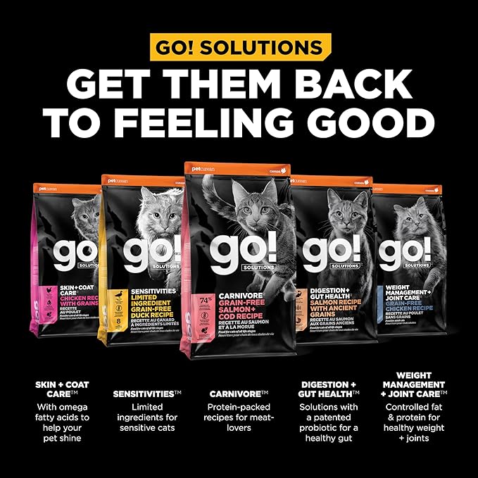 Go! Solutions Carnivore, Grain-Free, Protein Rich Dry Cat Food, Salmon and Cod Recipe, 8 lb Bag-PurrikoPets