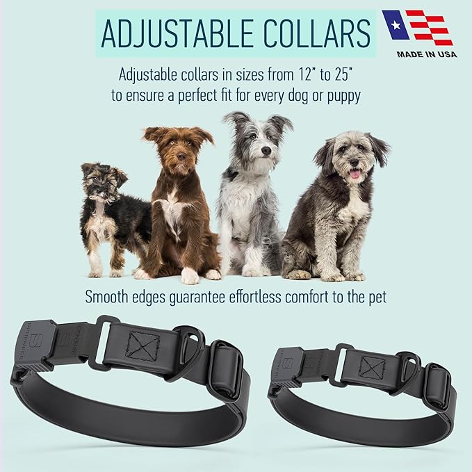 Dogline Biothane Waterproof Dog Collar with Herm Sprenger Stainless Steel Quick Release Buckle – Heavy Duty Tactical Durable Collar for Dogs – Comfortable and Safe Pet Collar, W 3/4" L 12-19", Black-PurrikoPets