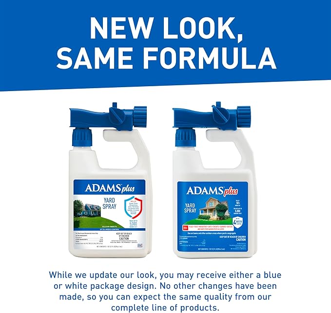 Adams Plus Yard Spray ; Kills Mosquitoes, Fleas, Ticks, Ants, And Many Other Listed Nuisance Pests in Outdoor Areas ; Treats Up to 5,000 Square Feet ; Easy To Use Hose-End Spray ; 32 Fl Oz-PurrikoPets