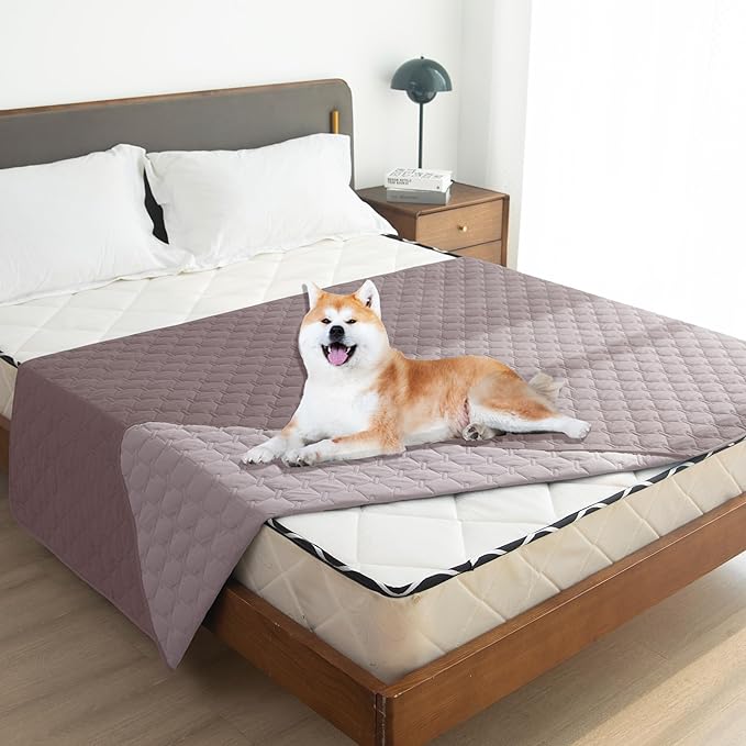 gogobunny 100% Double Sided Waterproof Dog Blanket Soft Pet Bed Cover Reversible Protect Furniture Couch Sofa Car for Puppy Large Dog Cat (Dark Sea Fog/Light Sea Fog, 52x82 Inch (Pack of 1))-PurrikoPets