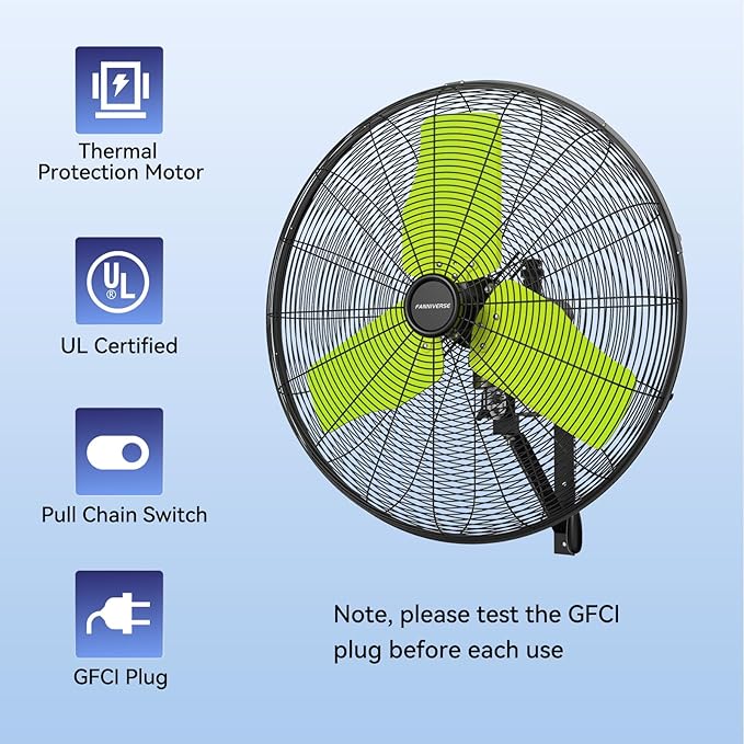 24 Inch 9500 CFM Waterproof Wall Fan Pro Series - Outdoor High Velocity Wall Mount Fan with Enclosed Motor for Residential, Warehouse, Patio, Shop, Garage, Barn UL Safety Listed-PurrikoPets