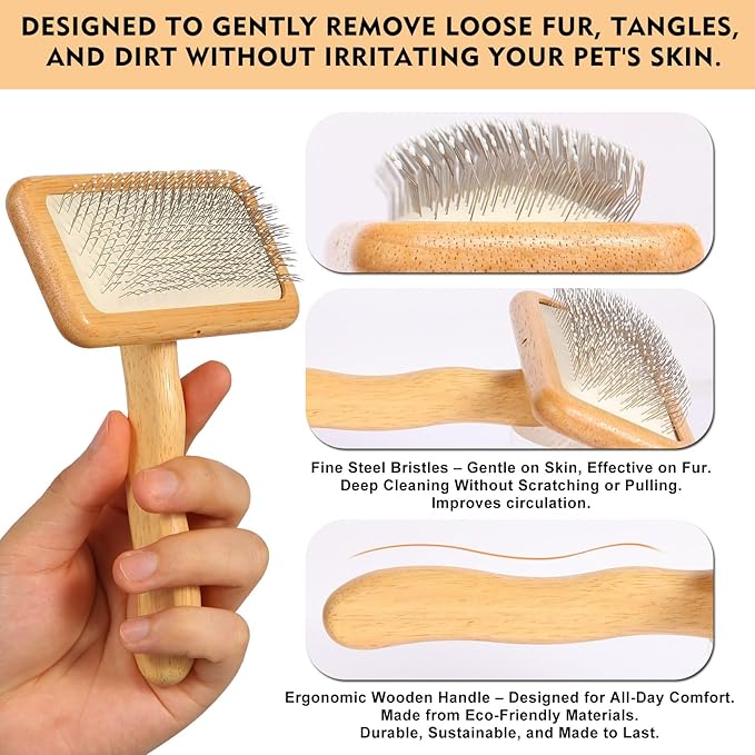 Dog Slicker Brush for Shedding & Grooming - Professional Dog Brush and Cat Brush with Coated Tips & Air-Cushion Design, Deshedding Tool Removes Undercoat Tangles & Loose Fur for Long/Short Hair Pets-PurrikoPets