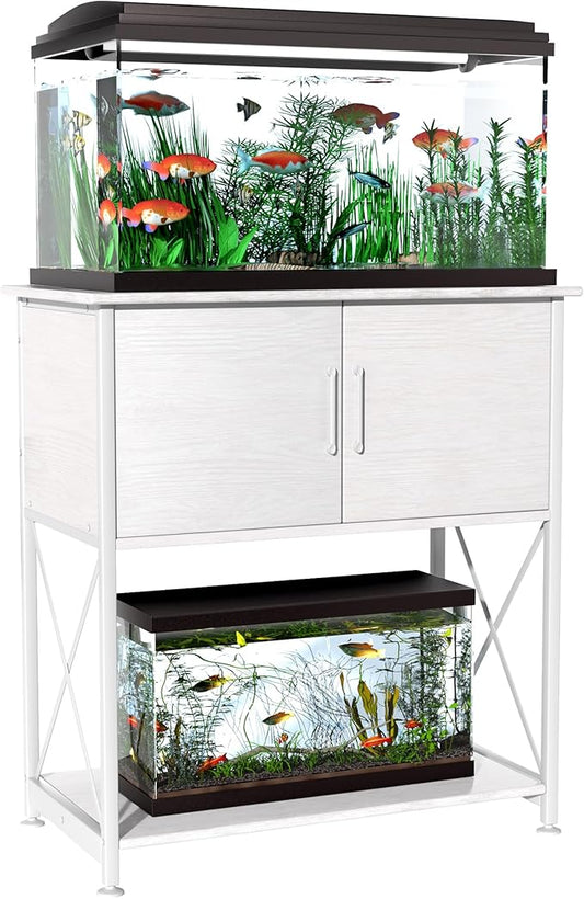 20-29 Gallon Aquarium Stand Metal Frame Fish Tank Stand with Cabinet Storage, for 20 Gallon Long Aquarium,30.7" L*16.5" W Tabletop,330LBS Capacity White PG01YGW-PurrikoPets