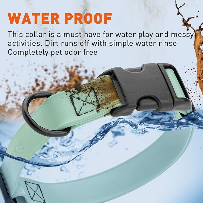 Dogline Biothane Waterproof Dog Collar with Quick Release Buckle Strong Coated Nylon Webbing with Odor- Proof for Easy Care Easy to Clean Fits Small Medium Large Dogs, Sage Green 3/4" W 12-19" L-PurrikoPets