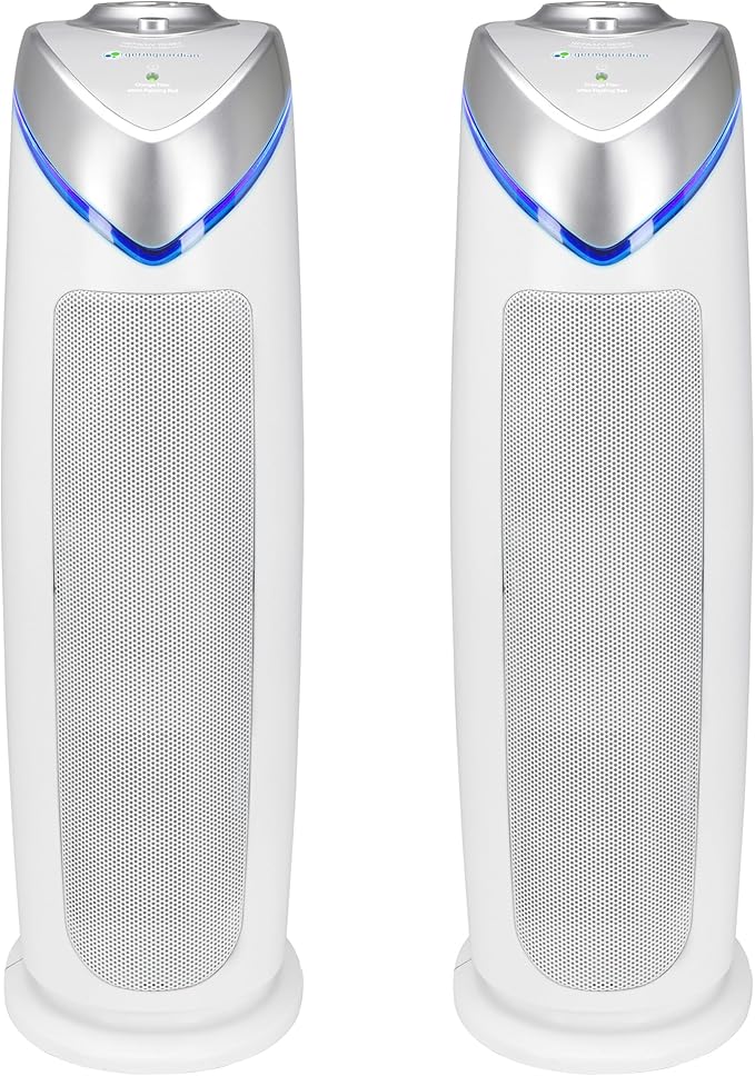 GermGuardian Air Purifier with HEPA 13 Filter, Removes 99.97% of Pollutants, Covers 743 Sq. Foot Room in 1 Hour, UV-C Light Helps Reduce Germs, 22 Inch, 2-Pack, White, AC4825W2PK-PurrikoPets