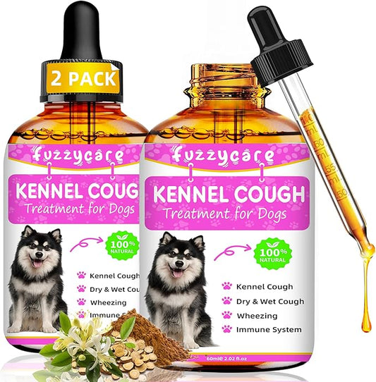 2 Pack Dog Cough Treatment，Natural Kennel Cough Medicine for Dogs,Effective Kennel Cough Treatment and Allergy Relief, Herbal Drops for All Breeds & Sizes, Soothing Dog Cough Medicine-PurrikoPets