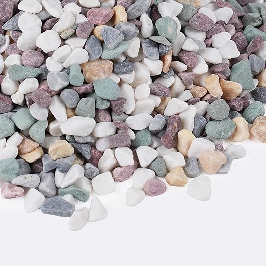 2.5 lbs Natural Pea Gravel Pebbles for Aquarium, Fish Tank, 3/8 inch Decorative Pebbles for Indoor Plants, Succulent, Bamboo, Vase, Drainage Rocks for Potted Plants, Top Dressing, Mixed Color-PurrikoPets