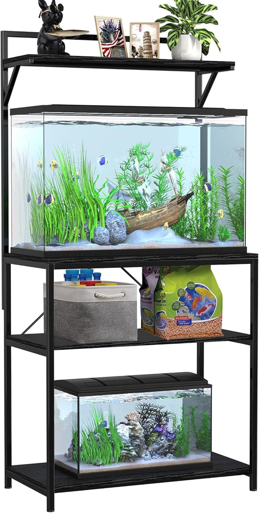 GDLF 20-29 Gallon Fish Tank Stand with Plant Shelf, Aquarium Stand with Storage Shelf for 20 Gallon Long Aquarium 30.7" x 16.53" Tabletop Fits Turtle or Reptile Terrariums-PurrikoPets