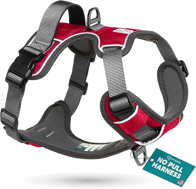 Embark Adventure Dog Harness, Reflective Trim No Pull Dog Harnesses for Small Sized Dogs - Military Grade Nylon, Front Clip with Gel Lined Handle. Soft & Padded Puppy-PurrikoPets
