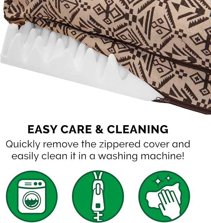 Furhaven Orthopedic Dog Bed for Large Dogs w/ Removable Bolsters & Washable Cover, For Dogs Up to 95 lbs - Plush & Southwest Kilim Woven Decor Sofa - Desert Brown, Jumbo/XL-PurrikoPets