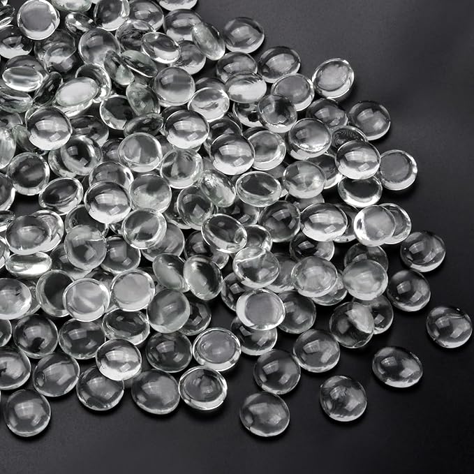 2LB Clear Flat Glass Marbles for Vases, Gemstone Beads Vase Filler Decorative Glass Pebbles for Fish Tank, DIY Crafts, Aquarium Decor Rocks-PurrikoPets