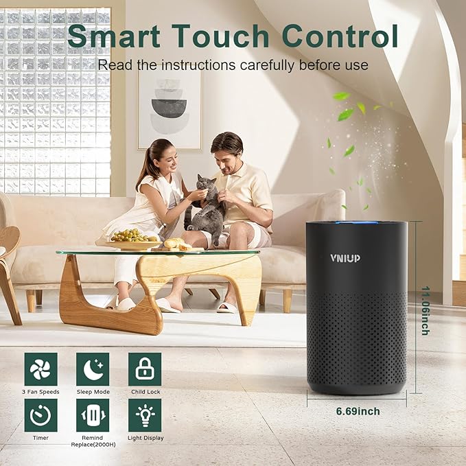 Air Purifiers for Bedroom Home up to 800 ft², Vniup H14 True HEPA Room Air Purifiers for Bedroom, with Fragrance Function Sleep Mode& Light Mode Air Cleaner for Pet Dander Odor Dust Smoke-PurrikoPets