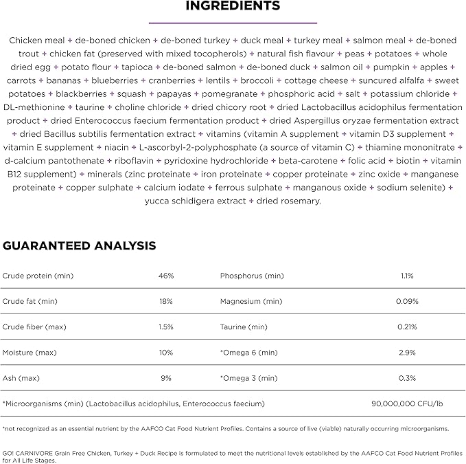 Go! Solutions Carnivore, Grain-Free, Protein Rich Dry Cat Food, Chicken, Turkey and Duck Recipe, 16 lb Bag-PurrikoPets