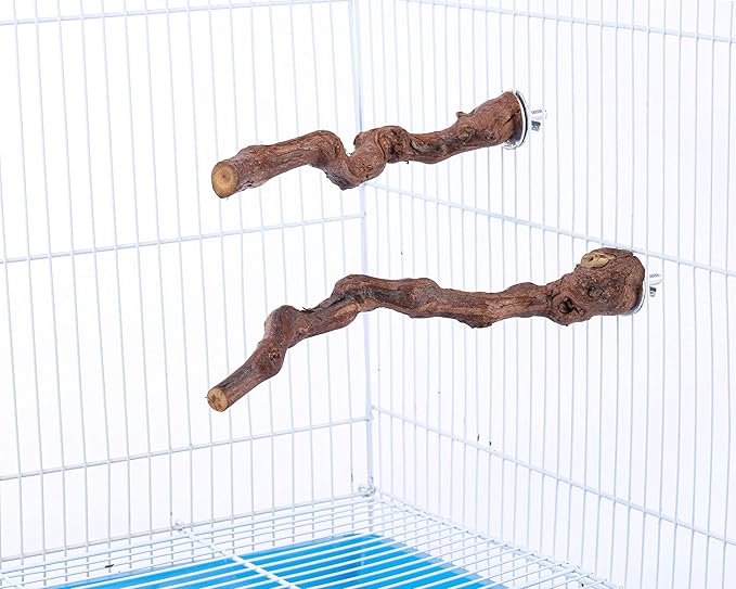 2 pcs 9.8 inch Bird Perches Stand Natural Wood Bird Perches, Birdcage Wood Stand Tree Perches for Birds Cockatiels Parrots Conures Macaws Finches(2PCS 9.8" Length)-PurrikoPets