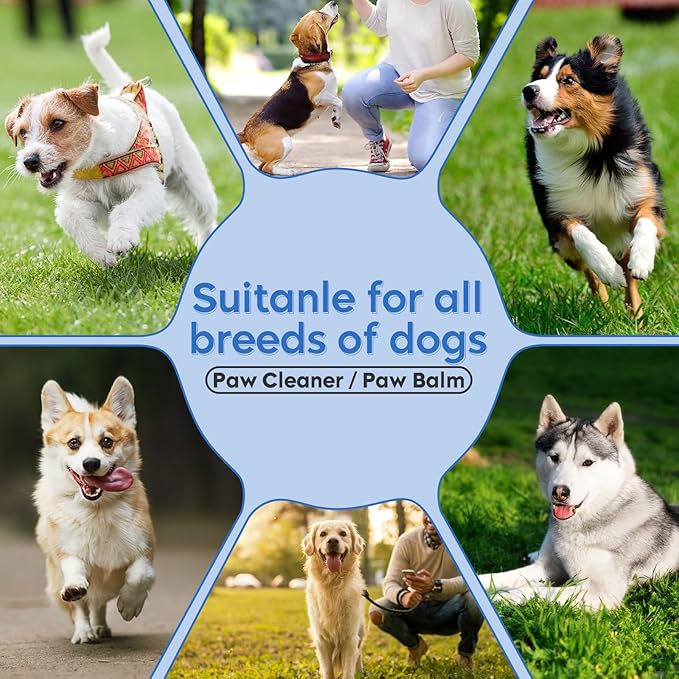 Dog Paw Care Kit- 2 Packs Cleaner for Dogs Large Medium Small XL Breed-Dog Paw Balm for Heals - Repairs & Restores Dry - Cracked Paws & Nose Protector for Pet Foot Washer Care-PurrikoPets