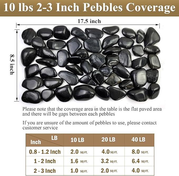 5 lbs Black River Rocks - 2-3 inch Pebbles for Plants, Indoor & Outdoor. Decorative Stones for Planters, Vases, Aquariums & Gardens-PurrikoPets
