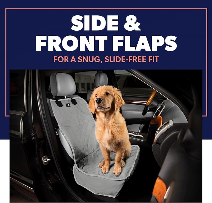 Active Pets Dog Car Seat Cover, Waterproof Front Seat Protector for SUV Truck Sedan, Pet Safety Travel Comfort System with Universal Fit, Grey-PurrikoPets
