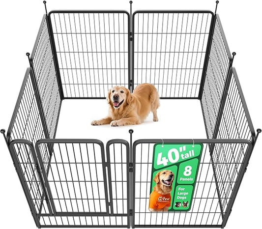 FXW Rollick Unleashed Dog Playpen for Indoor, Yard, RV Camping, 40 inch 8 Panels for Medium and Large Dogs, Black│Patented-PurrikoPets