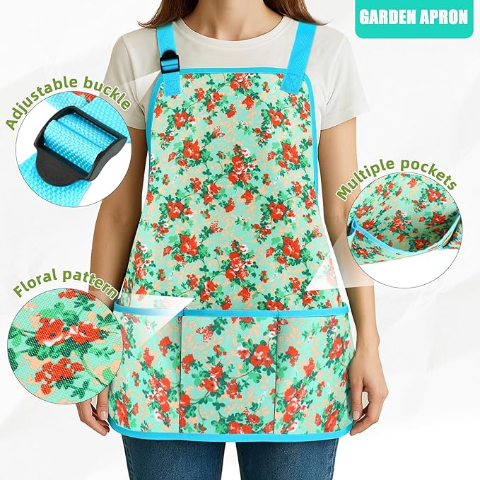 Garden Tools Set WANCHI 10 Piece Heavy Duty Floral Garden Tool Set Gardening Gifts for Women Men Birthday Rust-Proof Aluminum Garden Hand Tools Gardening Kit with Tote Bag Apron Glove-PurrikoPets