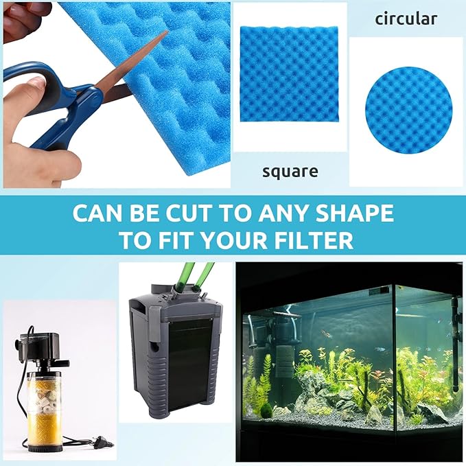 9 Pcs Fish Pond Foam Aquarium Filter Sponge Wave Shape Coarse Foam for Fish Tank Sump Pond 17 x 11 Inch x 1/2 to 1 Inch, Black, Green, Blue-PurrikoPets