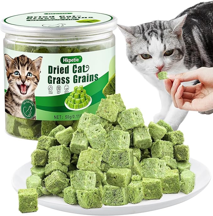 50g Cat Grass Teething Treat, Delicious Cat Grass Teething Snack Edible Cats Chew Toy for Teeth Cleaning and Hairball Removal-PurrikoPets