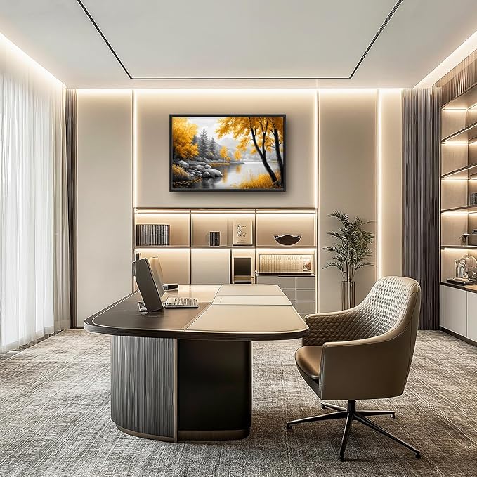 Framed Large Tree Wall Art for Living Room, Oversized Zen Trees Wall Decor, Black and Golden Forest Canvas Pictures Home Decoration for Living Room Bedroom Office 36"x24"-PurrikoPets