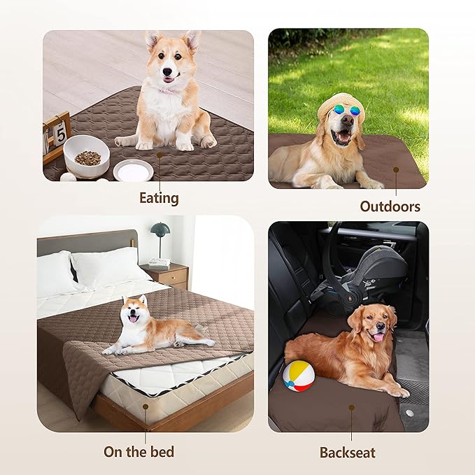 gogobunny 100% Double-Sided Waterproof Dog Bed Cover Pet Blanket Sofa Couch Furniture Protector for Puppy Large Dog Cat, Reversible (32x53 Inch (Pack of 1), Dark Chocolate/Light Chocolate)-PurrikoPets
