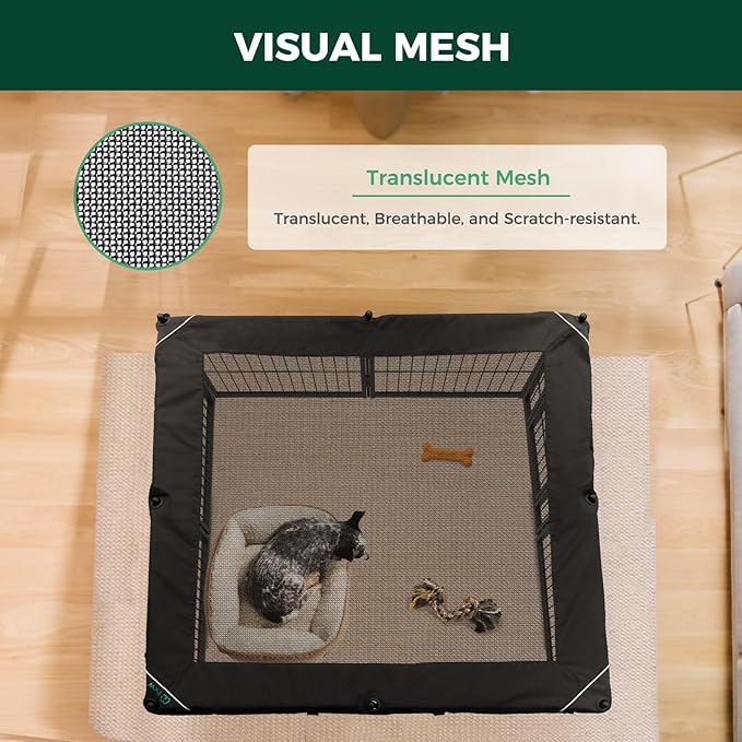FXW Homeplus Unleashed Indoor Dog Playpen - Stress-Free and Safe Play, Heavy Duty 40 Inch 8 Wire Panels with Playpen Cover for Medium and Large Dogs, Black│Patented-PurrikoPets