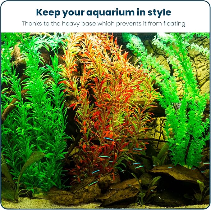 3PCS Artificial Aquarium Plants Set Extra Large - Big Natural Looking Plastic Decoration for Fish, Axolotl and Turtle Tanks – Tall Realistic Tank, Swamp and Pond Fake Plant Decorations.-PurrikoPets