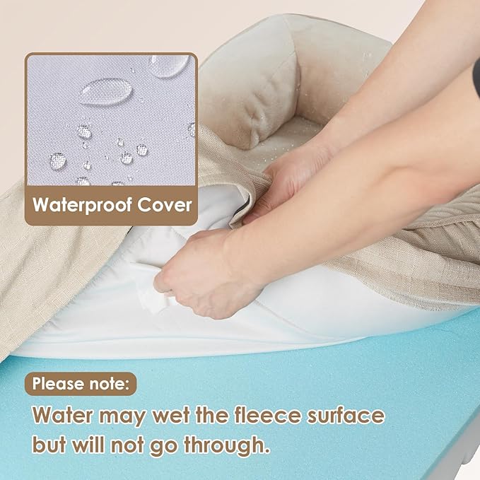 EHEYCIGA Orthopedic XL Dog Beds, Waterproof Memory Foam Dog Bed for Extra Large Dogs, Non-Slip Bottom and Egg-Crate Foam Big Pet Couch Bed with Washable Removable Cover, Beige-PurrikoPets
