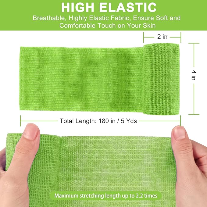 24 Pack Self Adhesive Bandage Wrap, 4” x 5 Yards Elastic Cohesive Bandage Wrap Self Adherent Medical Tape for Sports, Ankle, Wrist Sprains, Pet First Aid, Vet Wrap-PurrikoPets