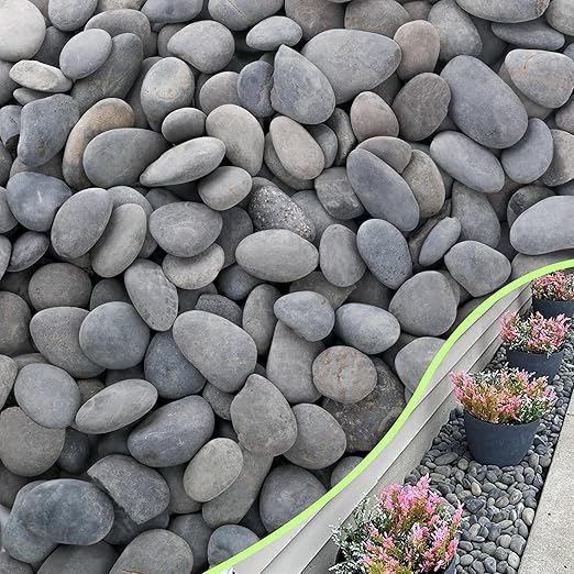 18LB River Rocks,Mexican Beach Pebbles for Plants,Potting,Garden Landscape Stone Paving Stone Grey 1Inch - 2Inch-PurrikoPets