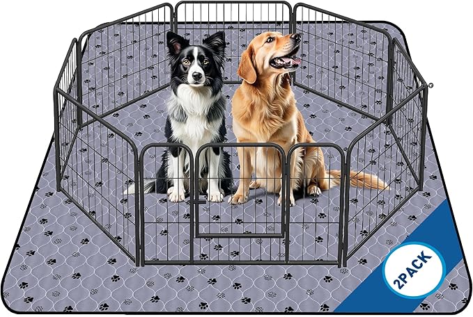 Fostanfly Non-Slip Washable Pee Pads for Dogs, 2 Pack Large 63"x63" Ultra-Absorbent and Leak-Proof Reusable Potty Training Pads for Dogs and Cats Puppy Pads-PurrikoPets