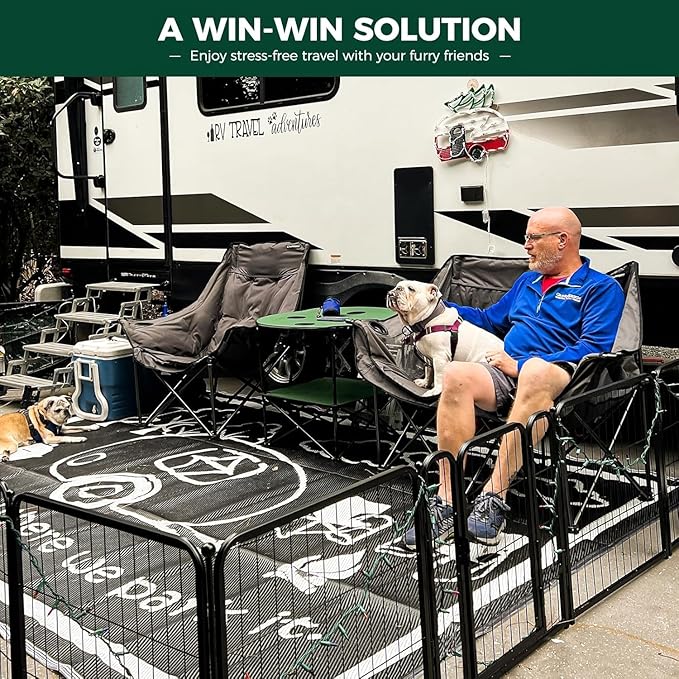 FXW Rollick Unleashed Dog Playpen for Indoor, Yard, RV Camping, 24 inch 16 Panels for Small and Puppy Dogs, Black│Patented-PurrikoPets