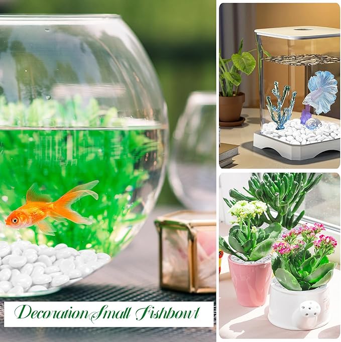 2LB White Flat Glass Marbles for Vases, Gemstone Beads Vase Filler Decorative Glass Pebbles for Fish Tank, DIY Crafts, Aquarium Decor Rocks-PurrikoPets