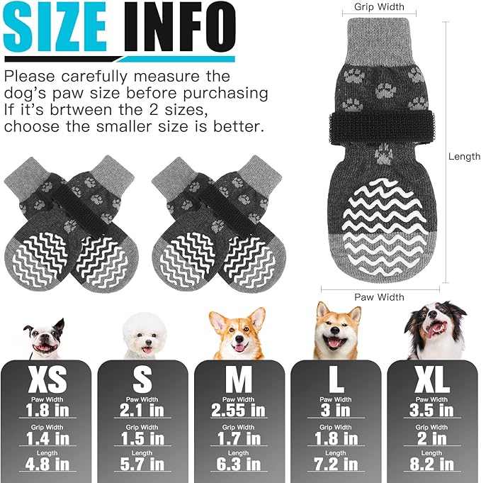 EXPAWLORER Anti Slip Dog Socks to Prevent Licking Paws, Dog Shoes for Hot Pavement, Dog Booties for Small Medium Large Senior Dogs, Traction Control Dog Boots & Paw Protectors for Hardwood Floors-PurrikoPets