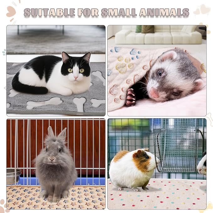 6 Pack Guinea Pig Cage Liner, Washable Guinea Pig Fleece Blankets Beding Accessories, Flannel Throw Warm Sleep Mat, Pet Pee Pads for Small Animal Hamster Rabbit Puppy Cat (26x14 Inch)-PurrikoPets