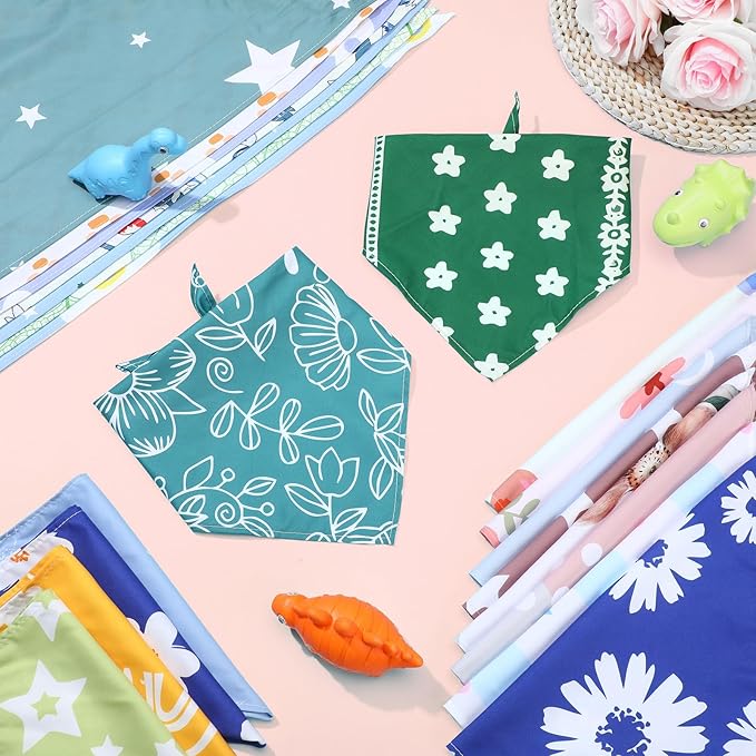 100 Pcs Dog Bandanas Bulk Pet Bibs Colorful Triangle Scarf Pet Bandanas for Medium Large Dogs Spring Summer Birthday Costume Decoration (Boho)-PurrikoPets