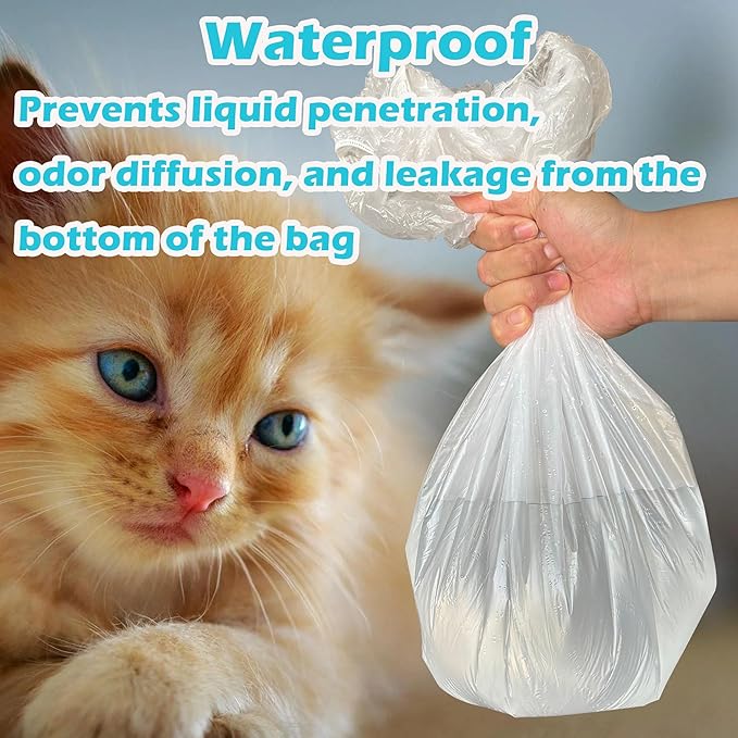 50 Pack Litter Box Liners Compatible with Lifewit Litter Box Cat, Elastic Band Trash Bags for Disposal of Cat Waste, Waterproof and Leak Proof (Clear)-PurrikoPets