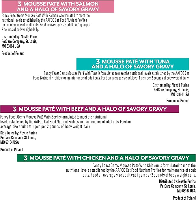 Fancy Feast Gems Pate Cat Food Mousse and a Halo of Savory Gravy Wet Cat Food Variety Pack - (Pack of 12) 4 oz. Boxes-PurrikoPets