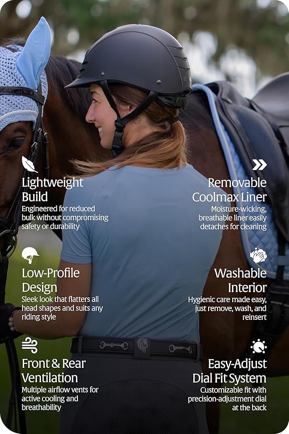 Equinavia Gardian Riding Helmet - Lightweight, Low-Profile Design with Airflow Vents, Easy-Adjust Dial, Removable Coolmax® Liner, ASTM F1163-23/SEI Certified-PurrikoPets