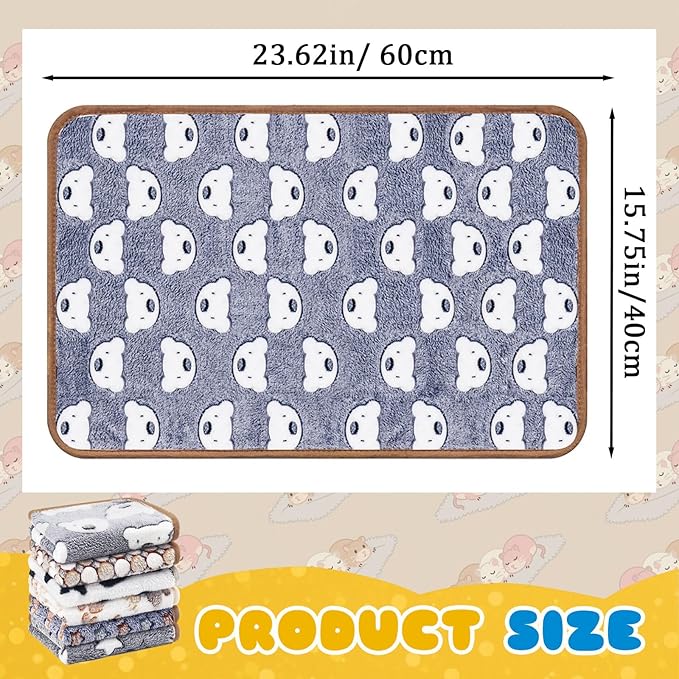 6 Pcs Guinea Pig Bedding Cage Liners Small Animal Flannel Blankets Sleep Mat Absorbent Reusable Pet Pee Bedding Pad Cover for Hamster Ferret Chinchilla Rabbit Hedgehog (16 x 24 Inch, Multi)-PurrikoPets