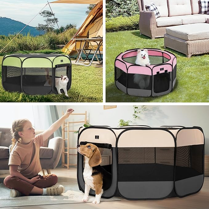 A 4 Pet Portable Cat Playpen for Small Dogs, 27" Small Kitten Playpen, Suitable for Puppy/Cats/Rabbit/Chick, Cat Play Pen with Mesh Panel(11”W × 7.5”H)-PurrikoPets