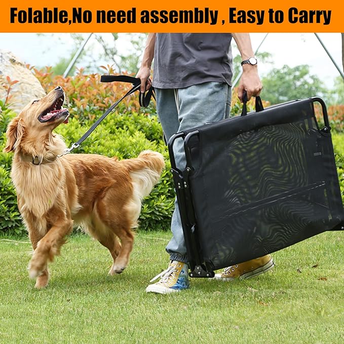 Elevated Raised Small Meduim Dog Bed Cots,Cooling Foldable No Assembly Need Pet Hammock Bed with Breathable Mesh, Indoor Outdoor Dog Pet Bed for Small Meduim Dogs, Chew Proof, Black-PurrikoPets